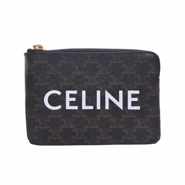 CELINE Triomphe Coin Case with Key Ring Brown Women's