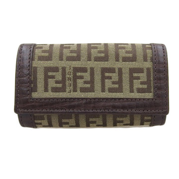 FENDI Canvas Zucchino Pattern 6 Row Key Case 8AP079 Brown