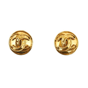 CHANEL Cocomark Circle Earrings Gold Plated Ladies