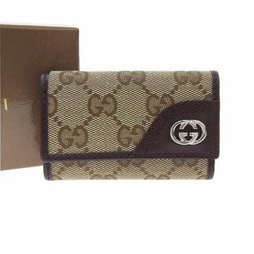 GUCCI GG canvas interlocking G key case for 6 brown tea 181680 496334