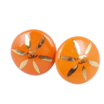 Chanel Earrings 97P Coco Mark Ladies Orange / Gold