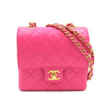 CHANEL Mini Materasse Chain Shoulder Pink leather A35200