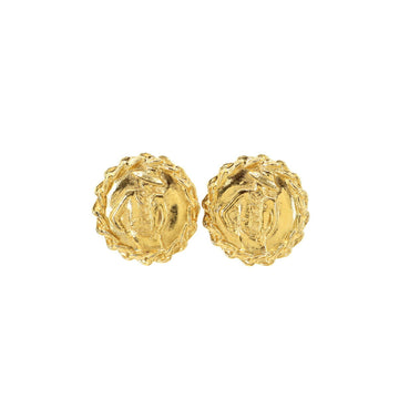 Chanel mademoiselle earrings round type gold accessories vintage Vintage Earrings