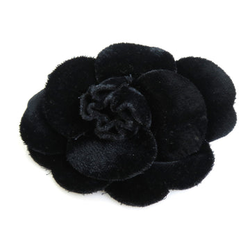 CHANEL brooch corsage camellia velor black