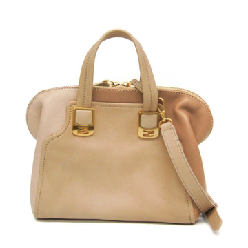 FENDI Chameleon Mini 8BL117 Women's Leather Shoulder Bag Beige,Brown