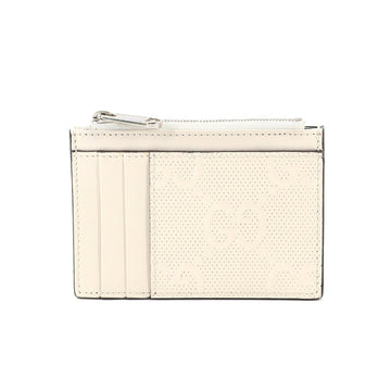 GUCCI GG embossed coin case wallet leather white 657570 with pass silver metal fittings Embossed Coin Case