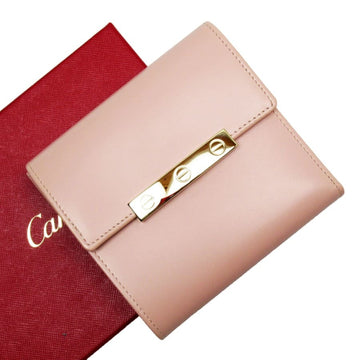 CARTIER trifold wallet LOVE collection pink x gold leather metal material