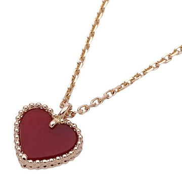 VAN CLEEF & ARPELS Necklace Sweet Alhambra Heart Women's Carnelian 750PG Pink Gold Polished