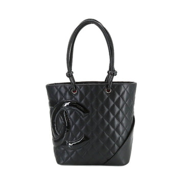 CHANEL cambon line medium tote bag leather enamel black A25167 silver metal fittings Cambon Line Bag