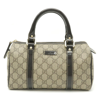 Gucci GG Plus Supreme Handbag Boston Bag Mini PVC Patent Leather Khaki Beige Dark Brown 193604
