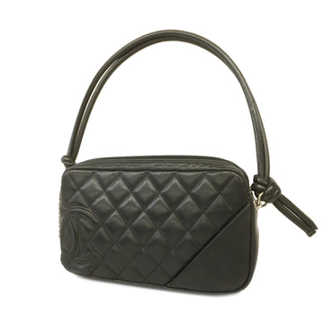 CHANELAuth  Ligne Cambon Women's Leather Handbag Black