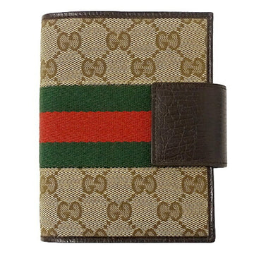 GUCCI Notebook Cover Ladies' Men's Case GG Canvas Sherry Brown Beige 115240 with Refill