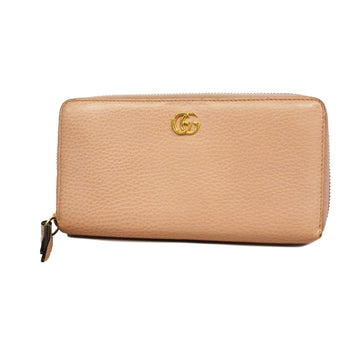 Gucci Bifold Long Wallet GG Marmont 456117 Leather Pink Gold metal