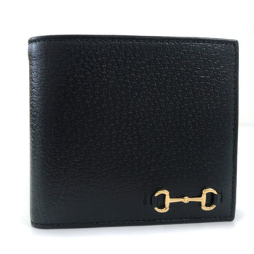 Gucci Folio Wallet with Horsebit Coin 700464 Leather Black Men's GUCCI