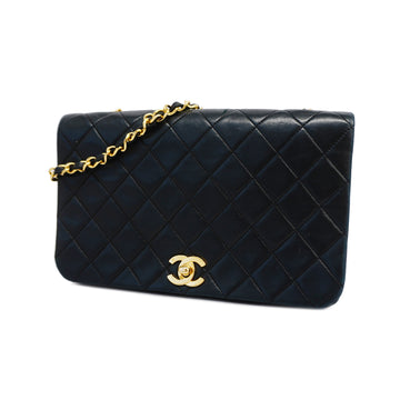 CHANELAuth  Matelasse Single Chain Women's Leather Shoulder Bag Black