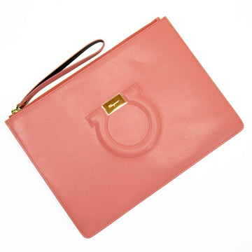 Salvatore Ferragamo Clutch Bag Gancio Pink Gold Leather