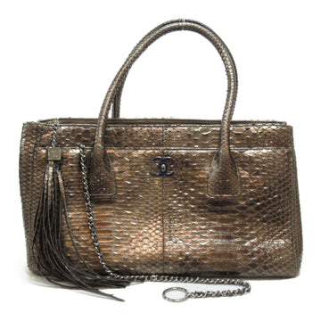 CHANEL Executive Tote Bag Brown Python