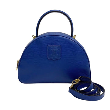 CELINE Vintage Triomphe Logo Leather Genuine 2way Handbag Mini Shoulder Bag Blue