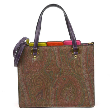 ETRO Handbag Shoulder Bag Paisley PVC/Leather Multicolor Gold Ladies
