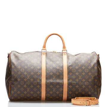 Louis Vuitton Monogram Keepall Bandouliere 55 Boston Bag Shoulder M41414 Brown PVC Leather Ladies LOUIS VUITTON