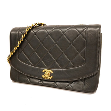 Chanel Matelasse Diana Flap Single Chain Women's Leather Shoulder Bag Black