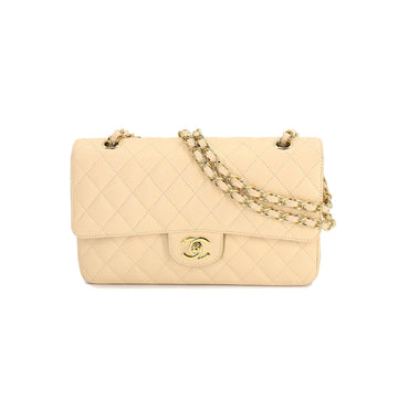 CHANEL matelasse 25 chain shoulder bag caviar skin beige A01112 gold metal fittings here mark Matelasse Bag