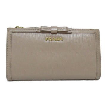 PRADA Bifold long wallet Beige leather 1ML009