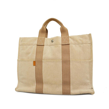 HERMES Tote Bag New Fool Toe MM Canvas Brown Ladies