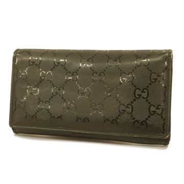 GUCCIAuth  GG Imprime Bi-fold Long Wallet Silver Hardware 248908 Black