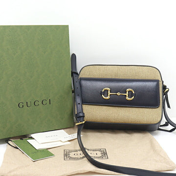 GUCCI Horsebit 1955 Shoulder Bag Navy Beige 645454