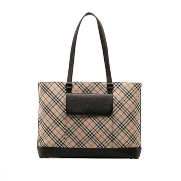 BURBERRY Nova Check Tote Bag Beige Multicolor Canvas Leather Women's