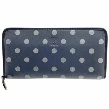 Loewe long wallet Cruz zip around calfskin blue gray light navy 131N34.F13 LOEWE leather anagram round CRUZ