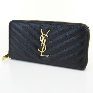 SAINT LAURENT long wallet round 358094 BOW01 1000 leather ladies