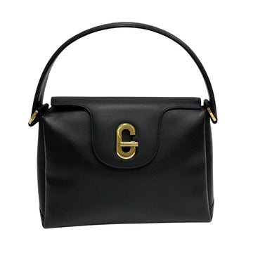 GUCCI Old Logo Hardware Leather Genuine Turnlock Handbag Mini Tote Bag Black 28426