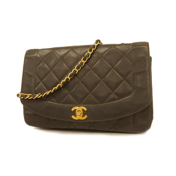 Chanel Shoulder Bag Matelasse Diana Flap Single Chain Lambskin Black Gold Metal