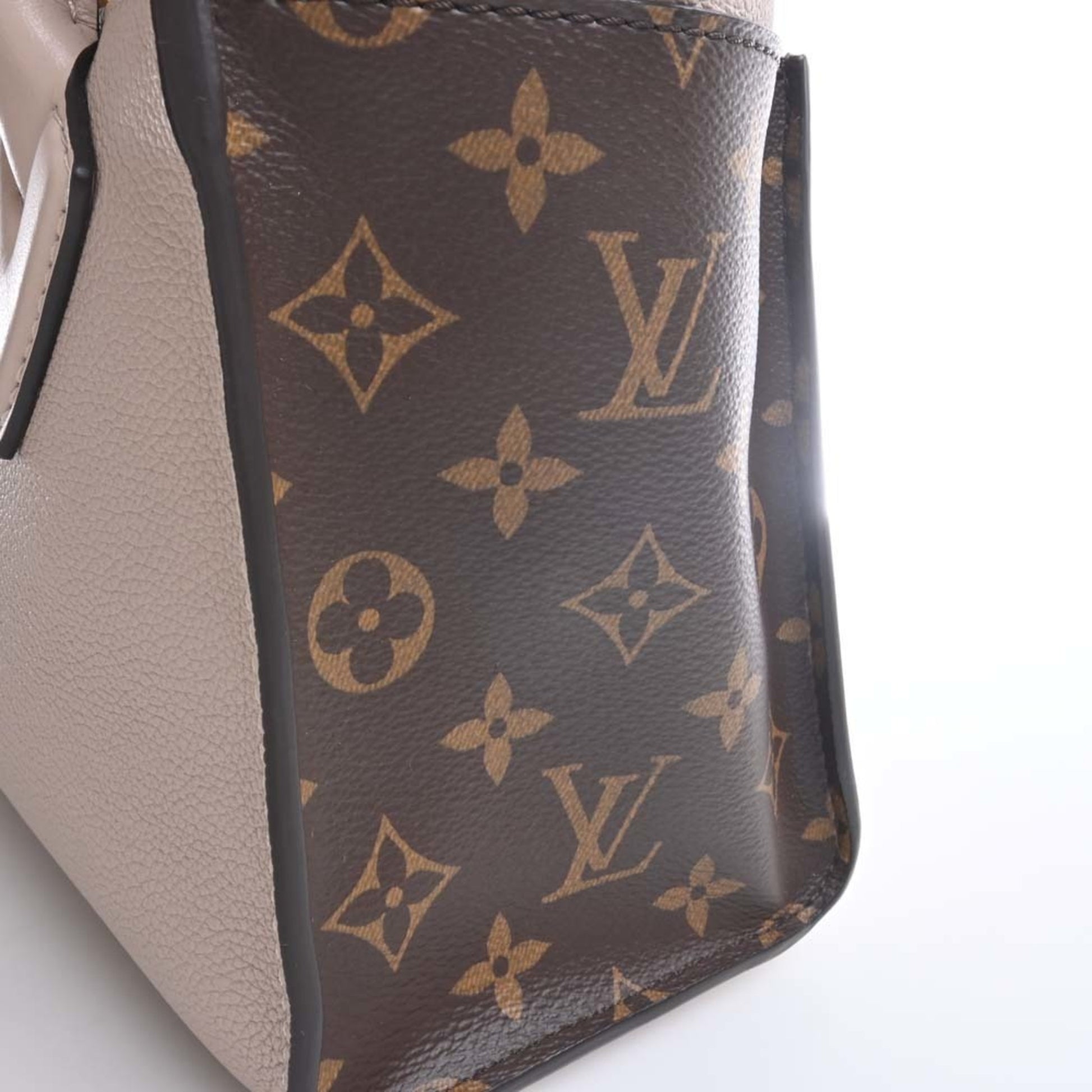 LOUIS VUITTON Monogram On My Side PM Handbag M57729 Greige Brown Women's