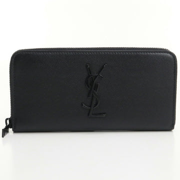 SAINT LAURENT Zip Around 617415 BTY0U 1000 Long Wallet Round Leather Women's