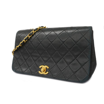 Chanel Matelasse Single Chain Women's Leather Shoulder Bag Black