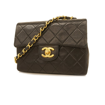 Chanel Matelasse Single Chain Women's Leather Shoulder Bag Black