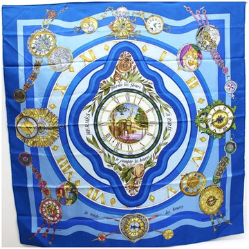 HERMES silk scarf muffler carre 90 parmi les fleurs je compte heures [time spent in flowers]  ladies large tapestry