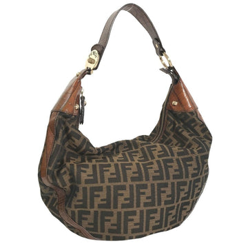 FENDI shoulder bag Zucca pattern embossed 82JC979 campus leather brown ladies