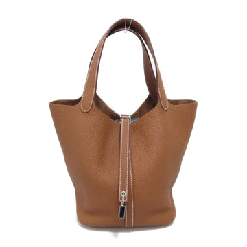 HERMES Picotin Lock MM Gold Tote Bag Brown Gold Taurillon Clemence leather