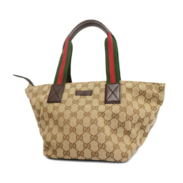 GUCCIAuth  Sherry Line 131228 Women's GG Canvas Handbag,Tote Bag Beige