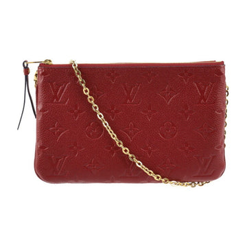 LOUIS VUITTON Pochette Double Zip Shoulder Bag M68574 Monogram Empreinte Cherry Berry Gold Hardware 2WAY Clutch Chain