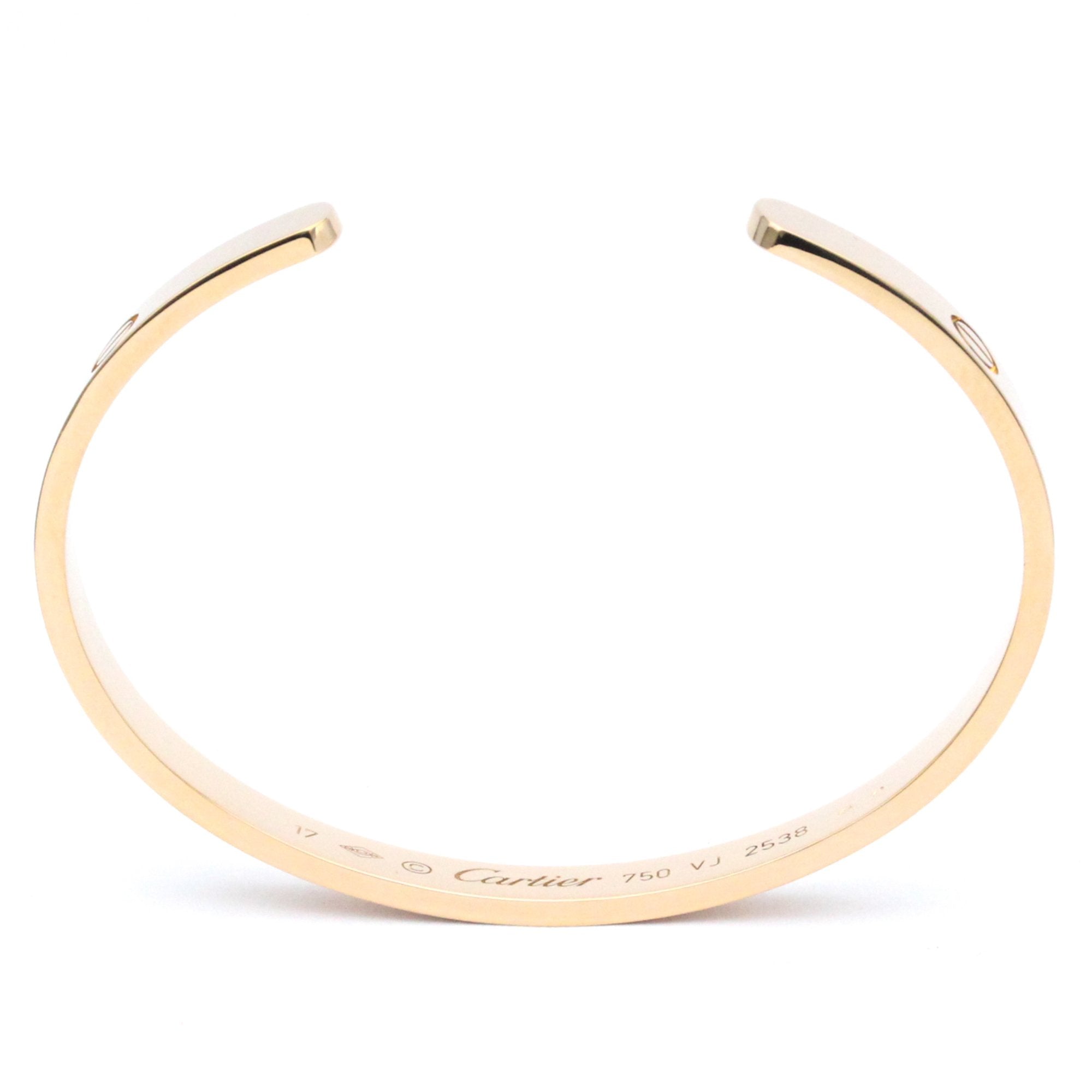 CARTIER Love Bracelet Open Bangle Pink Gold 18K No Stone Bangle Pink