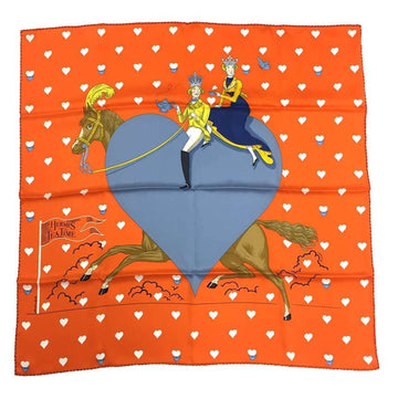 HERMES Carre 70 TEA TIME Tea Time Orange/White [White]/Blue Silk 2021 Years Scarf