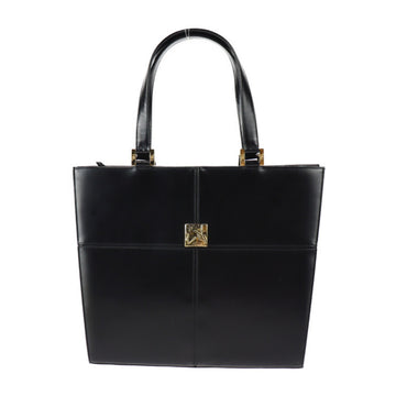 YVES SAINT LAURENT handbag leather black gold hardware tote bag YSL logo vintage