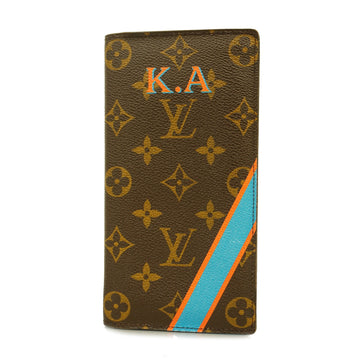 LOUIS VUITTONAuth  Monogram Portefeuille Brazza My LV Heritage Blue Claire