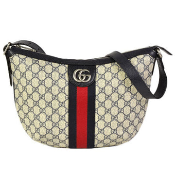 Gucci Ophidia GG Supreme Canvas Shoulder Bag Beige Blue Navy Web Stripe Leather Metal Fittings 598125