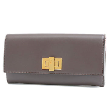 Fendi Peek-A-Boo Continental Wallet Long Leather Brown 8M0377